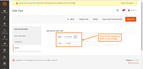 set fixed or percentage fee for the rule